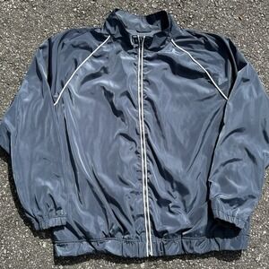 Vintage Gap Windbreaker Jacket Blue Shiny Nylon Full Zip Track Jacket XXL